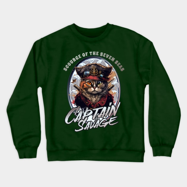 Captain Savage Pirate Kitty Crewneck Sweatshirt by Bootylicious